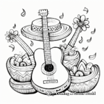 Sombrero and Maracas Music Theme Coloring Pages 1