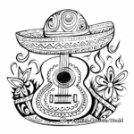 Sombrero and Maracas Music Theme Coloring Pages 2