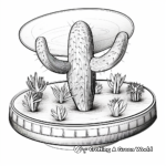 Sombrero sobre un cactus en el desierto Páginas para colorear 1