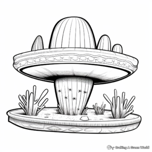 Sombrero atop a Cactus in Desert Coloring Pages 3