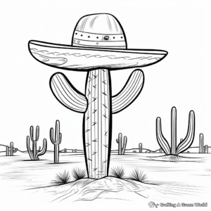 Sombrero atop a Cactus in Desert Coloring Pages 4