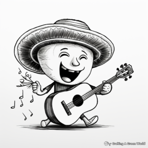 Sombrero with Serenade Guitar Coloring Pages 4