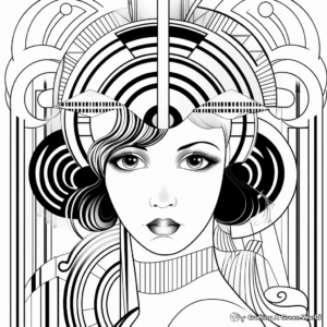 Sophisticated Art Deco Digital Coloring Pages 3