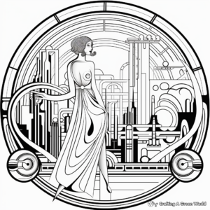 Sophisticated Art Deco Digital Coloring Pages 4