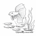 Spade Tail Betta Fish Nature Scene Coloring Pages 1