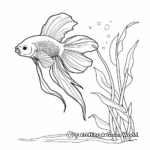 Spade Tail Betta Fish Nature Scene Coloring Pages 2