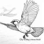 Sparrow in Flight: Sky-Scene Coloring Pages 2