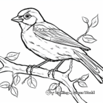 Sparrow in Nature: Spring-Scene Coloring Pages 1