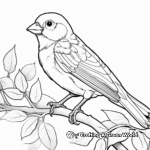Sparrow in Nature: Spring-Scene Coloring Pages 3