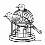 Sparrow in Simple Bird Cage Coloring Pages 1
