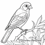 Sparrow in Snow: Winter-Scene Coloring Pages 2