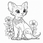 Sphynx Cat and Marigold Flower Coloring Pages for Adults 4