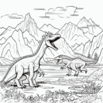 Spinosaurus and T-Rex in a Volcanic Landscape Coloring Sheets 3