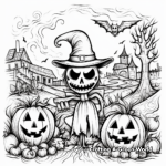Spooky Halloween Scene Coloring Pages 2