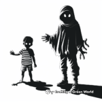 Spooky Halloween Shadow Coloring Pages 1