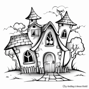 Spooky Haunted House Coloring Pages 1