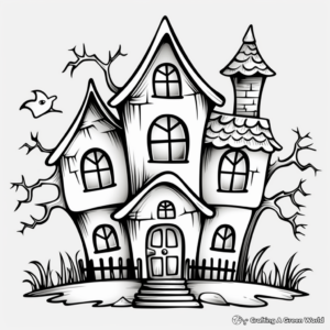 Spooky Haunted House Coloring Pages 2