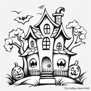 Spooky Haunted House Coloring Pages 3