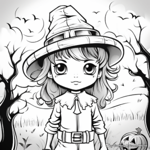Spooky Witch October Coloring Pages 1