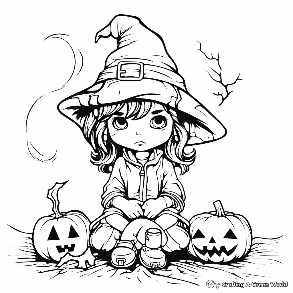Spooky Witch October Coloring Pages 2