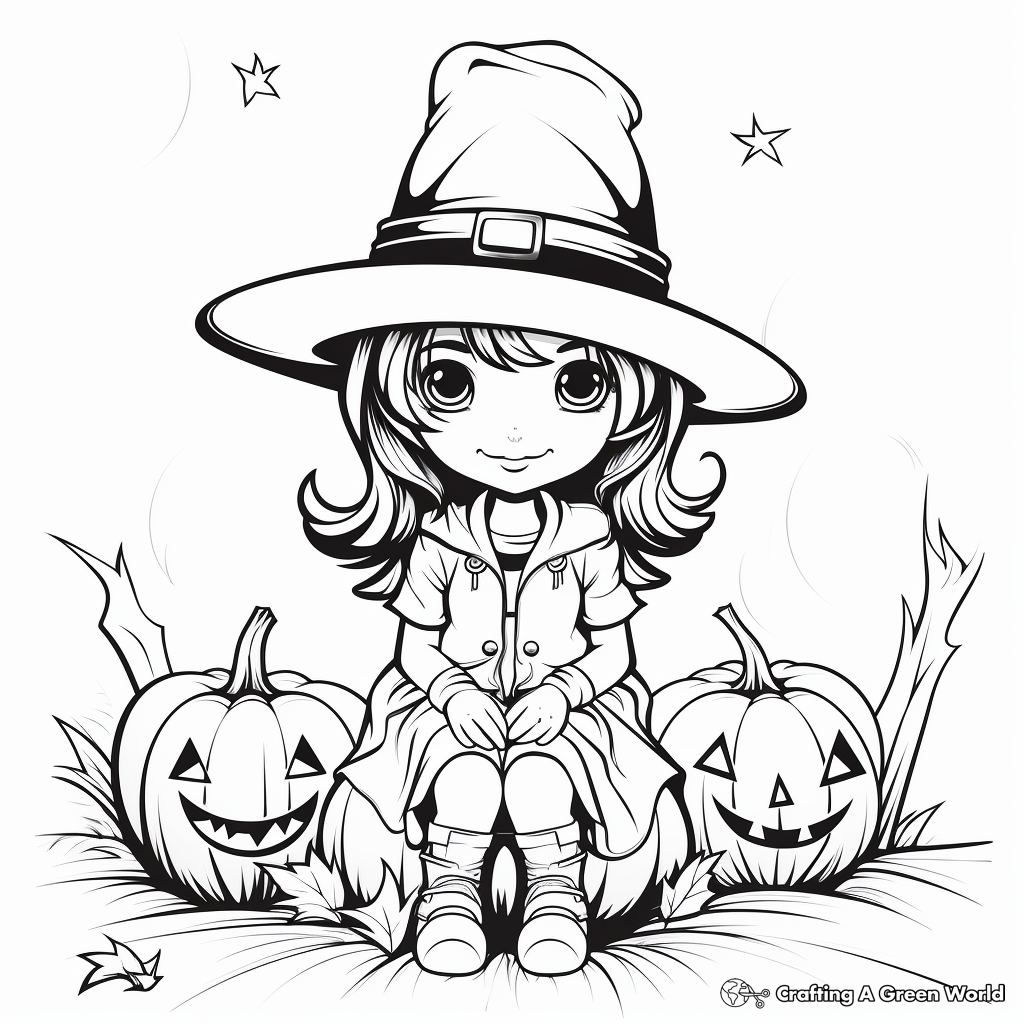 Spooky Witch October Coloring Pages 3