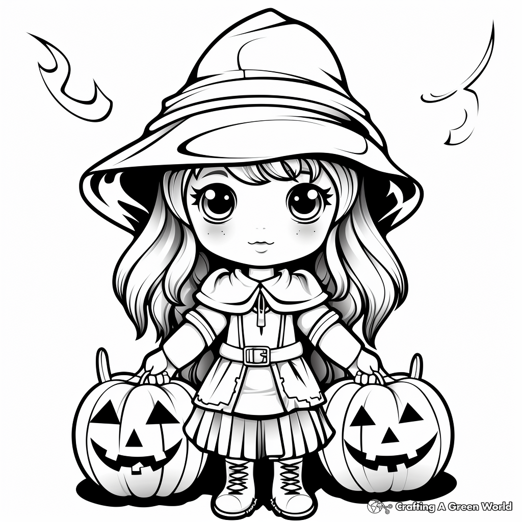 Spooky Witch October Coloring Pages 4
