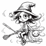 Spooky Witch on a Broomstick Coloring Pages 4