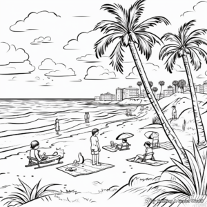 Spring Break at the Beach Coloring Pages 1
