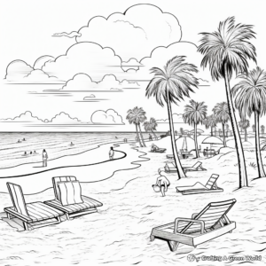 Spring Break Beach Scene Coloring Pages 4