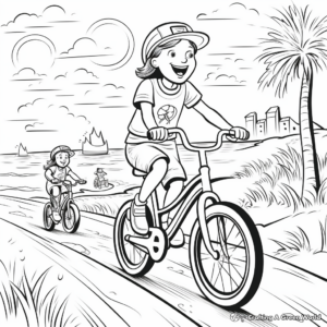 Spring Break Bike Ride Coloring Pages 1
