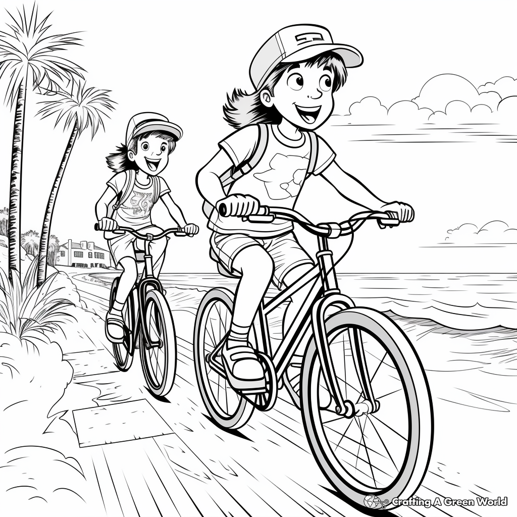 Spring Break Bike Ride Coloring Pages 4