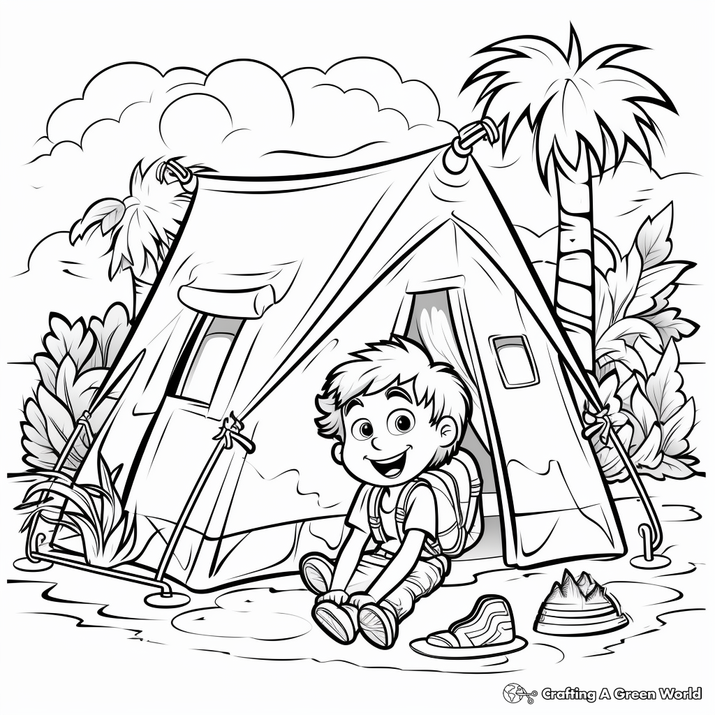 Spring Break Camping Adventure Coloring Pages 2