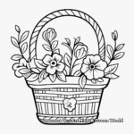 Spring Flower Basket Coloring Pages for Kids 1