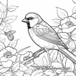 Spring Scene with Black Capped Chickadee Coloring Pages 1