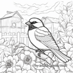 Spring Scene with Black Capped Chickadee Coloring Pages 4