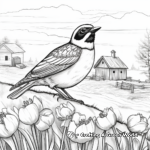 Spring Scene with Western Meadowlark Coloring Sheet 3