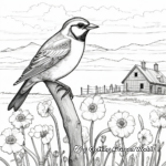 Spring Scene with Western Meadowlark Coloring Sheet 4