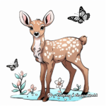 Springtime Fawn enjoyed with Butterflies Coloring Pages 4
