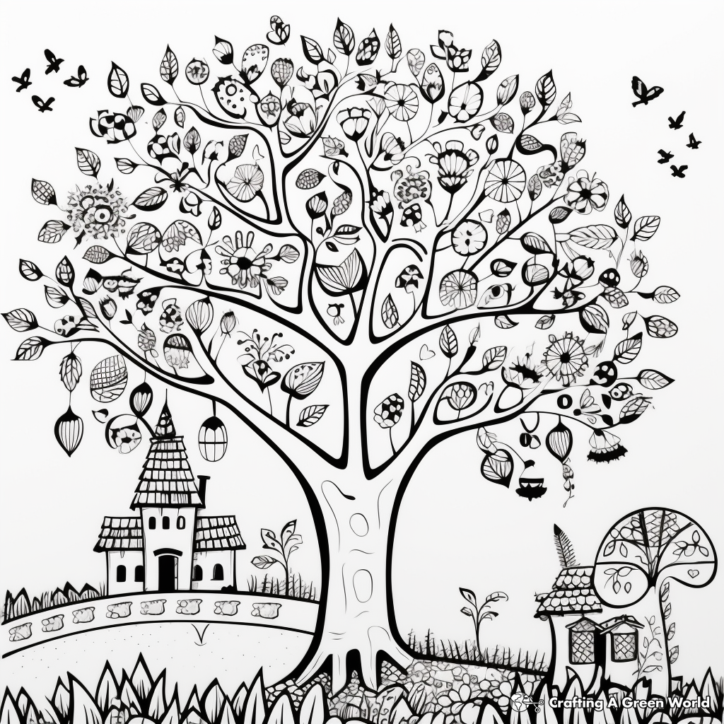 Springtime Tree Coloring Pages for Nature Lovers 3