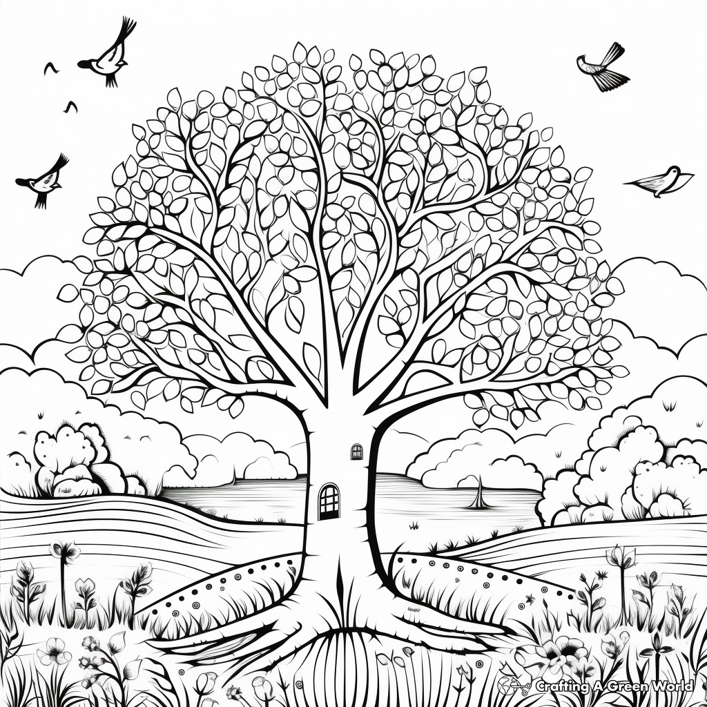 Springtime Tree Coloring Pages for Nature Lovers 4