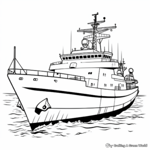 Stealthy Destroyer Ship Coloring Sheets 1
