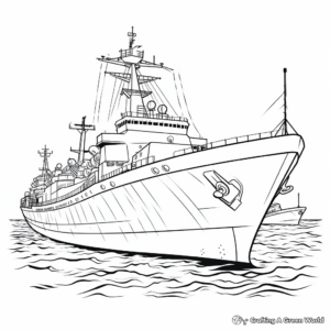 Stealthy Destroyer Ship Coloring Sheets 2