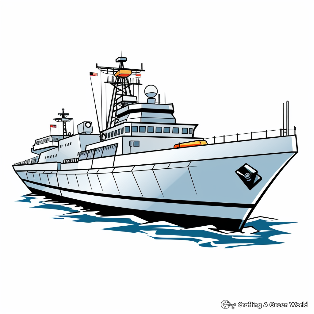 Stealthy Destroyer Ship Coloring Sheets 4