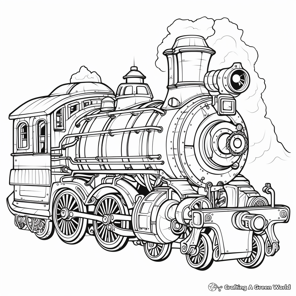 Steam Punk Design Vector Coloring Pages 1