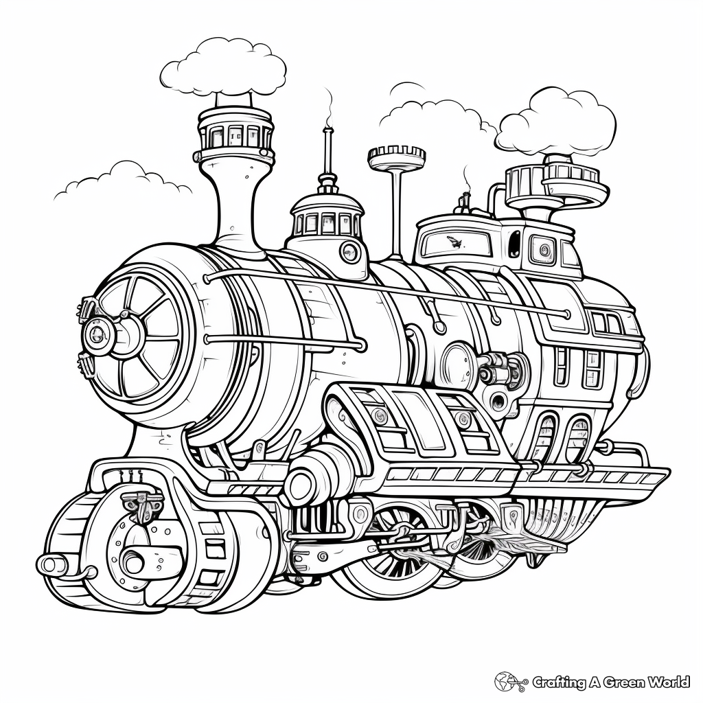 Steam Punk Design Vector Coloring Pages 2