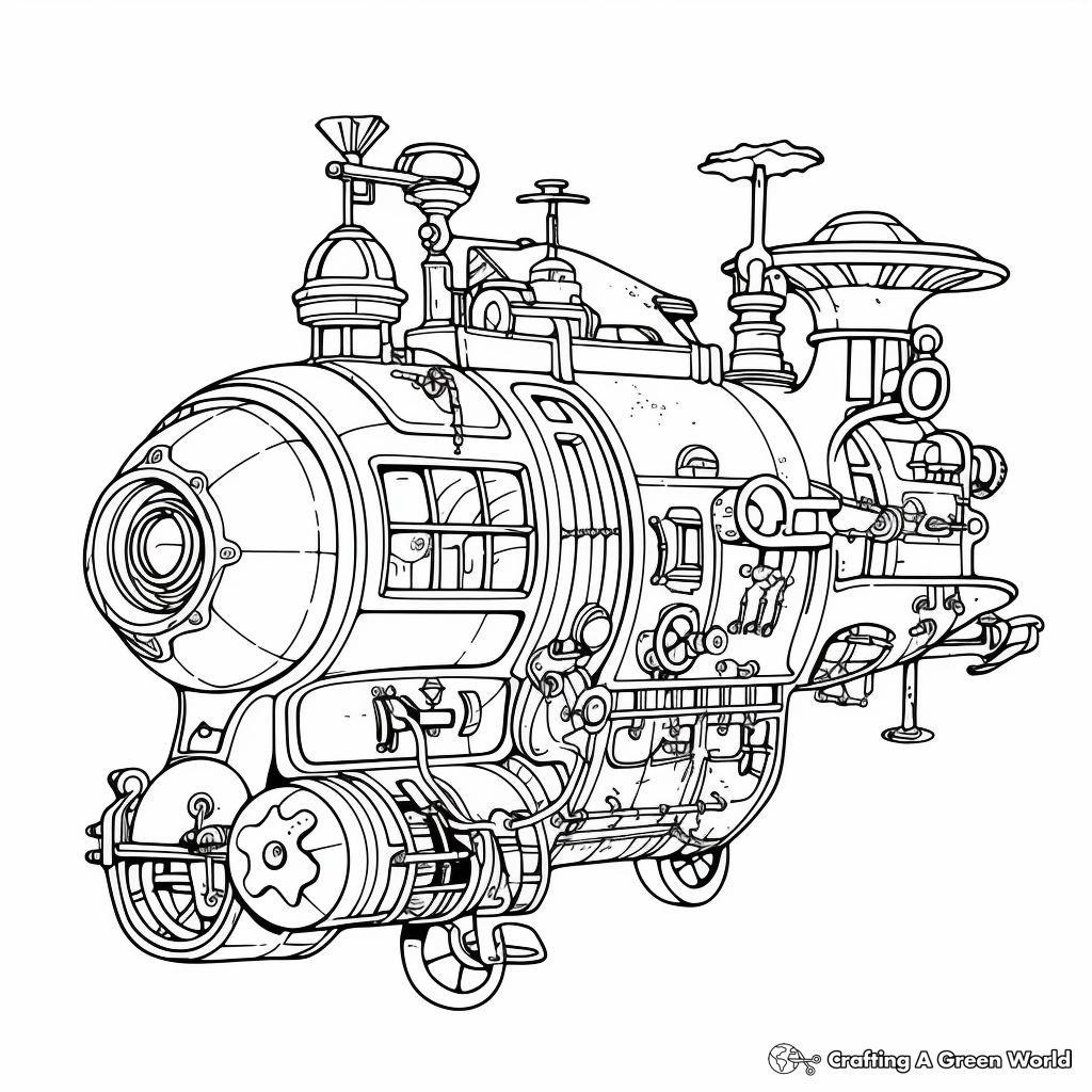Steam Punk Design Vector Coloring Pages 3