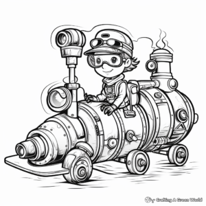 Steam Punk Design Vector Coloring Pages 4