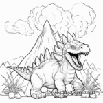 Stegosaurus and a Smoke-filled Volcano Coloring Pages 1