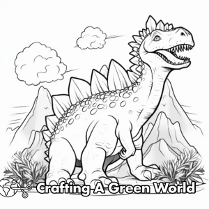 Dinosaur Volcano Coloring Pages - Free &amp; Printable!