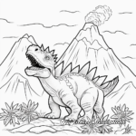 Stegosaurus and a Smoke-filled Volcano Coloring Pages 4